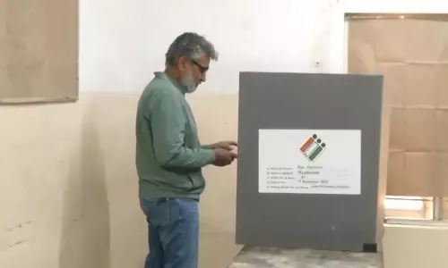 SS Rajamouli Casts Vote For Jubilee Hills By-Election In Telangana