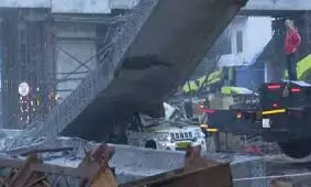 Concrete Girder Falls On A Van At An Elevated Highway Construction Site In Kerala, Driver Killed Concrete Girder Falls On A Van At An Elevated Highway Construction Site In Kerala, Driver Killed