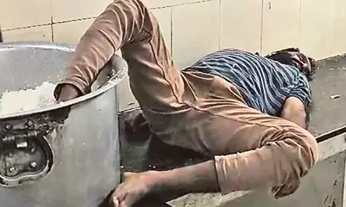 Watchman Caught Sleeping With Foot in Rice at Sangareddy Hostel