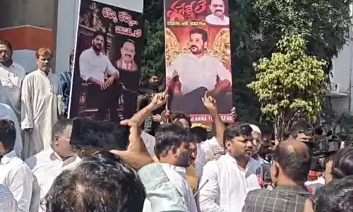 Pushpa Touch to Celebrations as Congress Nears Victory in Jubilee Hills