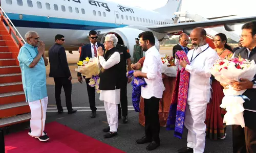 Radhakrishnan Arrives in Hyderabad; Gets Warm Welcome on Maiden Visit