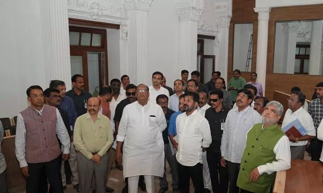 Revanth Reddy Inspects Council Building Renovation Works