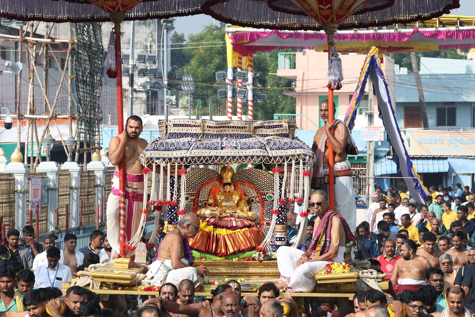 3rd Day Of Tiruchanoor Brahmotsavams Sees Muthyapu, Simha Vahana Sevas