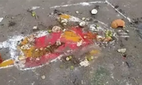 Signs of Black Magic Using Cows in Govt Schools Alarm People in Jangaon Signs of Black Magic Using Cows in Govt Schools Alarm People in Jangaon