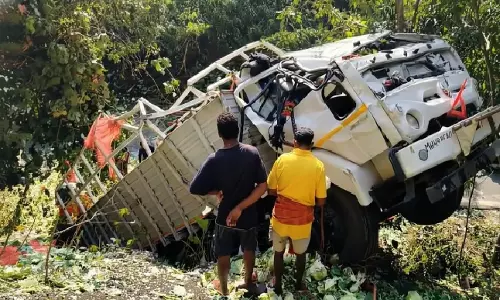 GPS Goes Silent: Cabbage-Laden Truck From MP Plunges Into Gorge in Odisha; 3 Injured