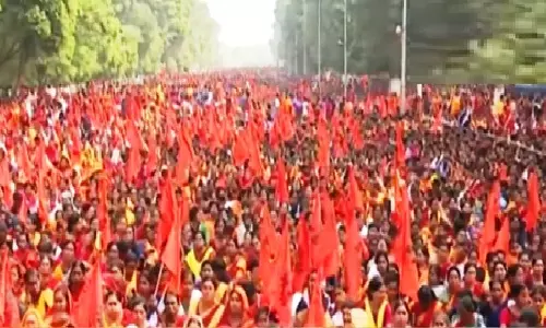 Nearly 50k Anganwadi Workers Stage Protest in Bhubaneswar
