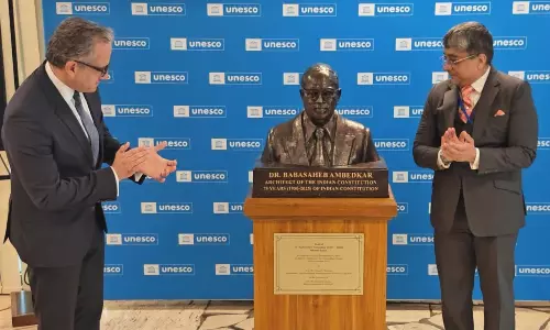 Ambedkars Bust Unveiled at UNESCO Headquarters in Paris
