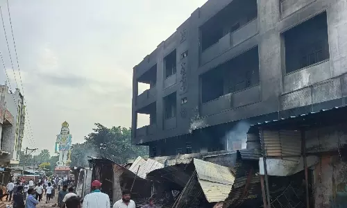 Massive Fire Guts 32 Shops in Kondagattu Massive Fire Guts 32 Shops in Kondagattu