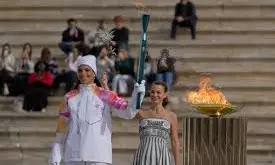 Olympic Flame For Milan Cortina Winter Games Handed To Italian Organizers In Athens Olympic Flame For Milan Cortina Winter Games Handed To Italian Organizers In Athens
