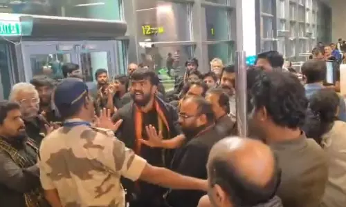 Ayyappa Devotees’ Stage Protest at RGIA as IndiGo Cancels Flight to Cochin