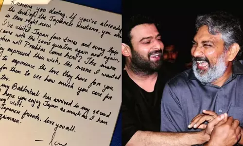 Prabhas Misses Rajamouli in Japan; Shares Rajamoulis Heartfelt Message Prabhas Misses Rajamouli in Japan; Shares Rajamoulis Heartfelt Message