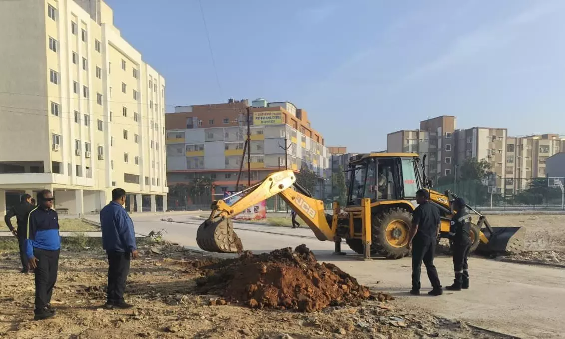 HYDRAA Clears Sri Chaitanya Techno School Encroachments HYDRAA Clears Sri Chaitanya Techno School Encroachments