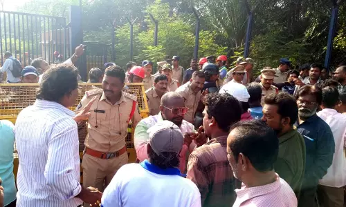 Displaced Persons Hold Dharna at VSP, Gangavaram Port