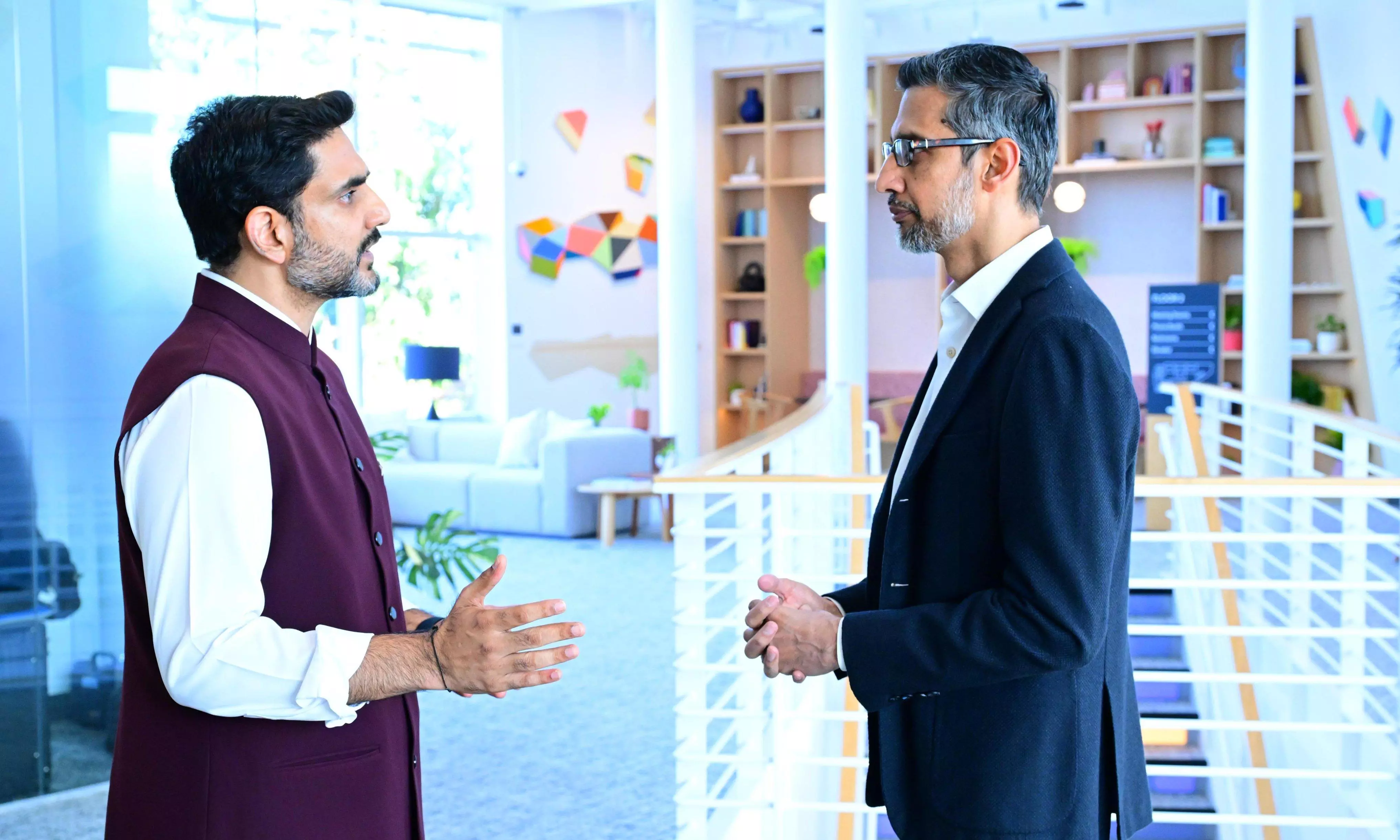 Lokesh Meets Sundar Pichai, Reviews Google’s $15B Vizag AI Project Lokesh Meets Sundar Pichai, Reviews Google’s $15B Vizag AI Project