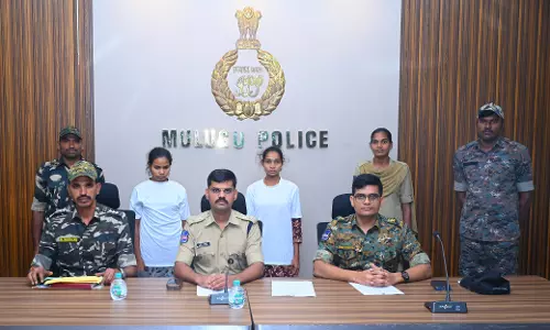 Two Women Maoists Surrender in Mulugu Two Women Maoists Surrender in Mulugu