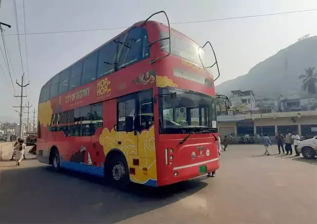 Double-Decker Bus Service Launched to Simhachalam Temple Double-Decker Bus Service Launched to Simhachalam Temple