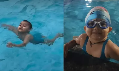 21-Month-Old Becomes Youngest Swimmer in Indian Book of Records 21-Month-Old Becomes Youngest Swimmer in Indian Book of Records