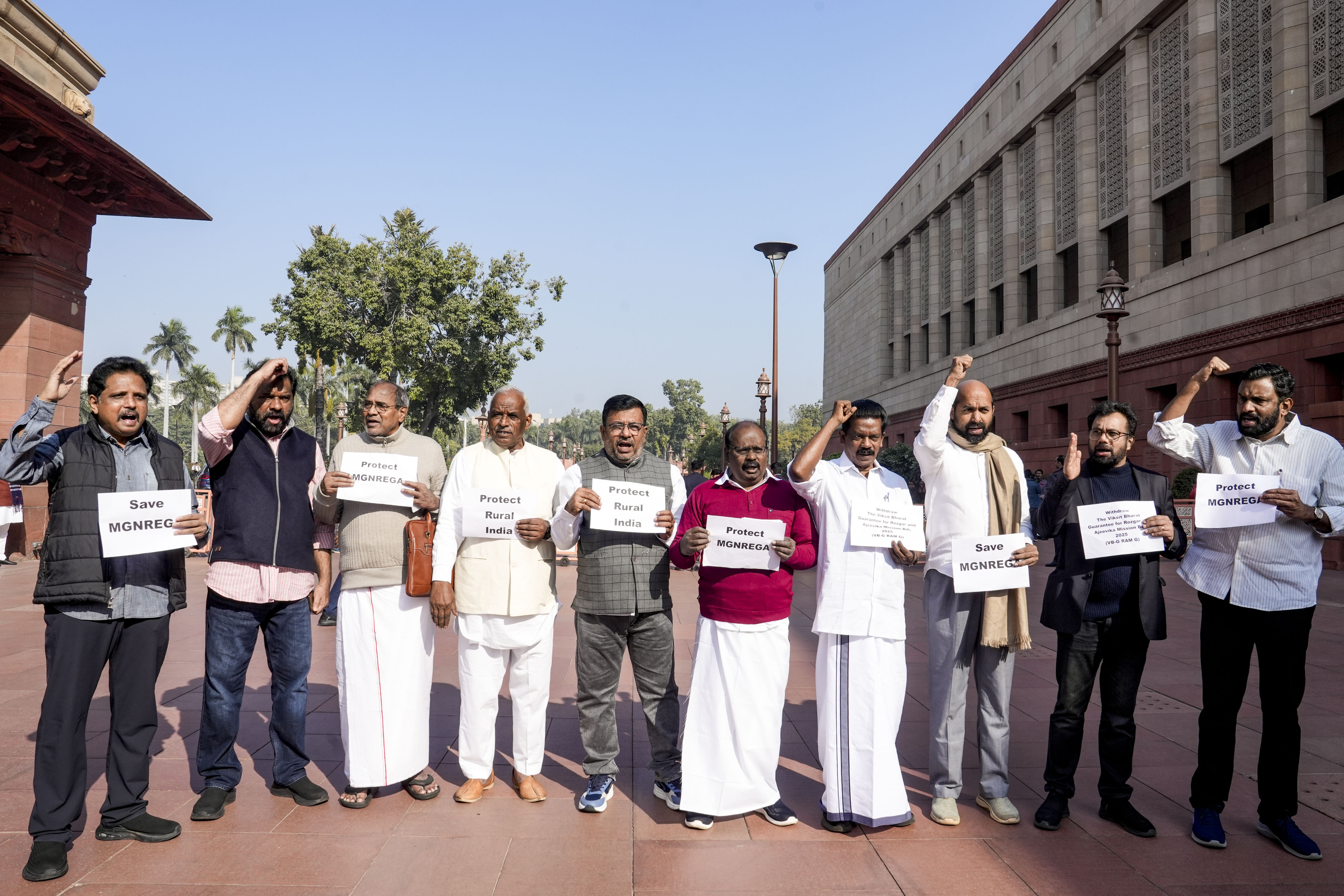 Insult to Bapu: Opposition MPs Protest Against VB- G RAM G Bill