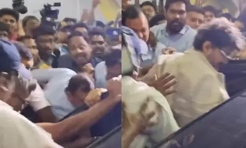 Vijay Trips And Falls After Being Mobbed At Chennai Airport