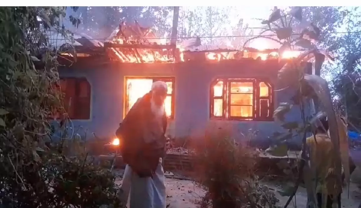 Fire Guts house In Vidavaluru mandal, Family Escapes Unharmed