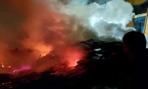Fire Breaks Out at Plywood Godown, No Casualties Fire Breaks Out at Plywood Godown, No Casualties