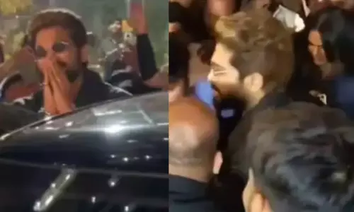 Allu Arjun Mobbed by Fans During Cafe Visit in Hyderabad After Allu Cinemas Opening Allu Arjun Mobbed by Fans During Cafe Visit in Hyderabad After Allu Cinemas Opening