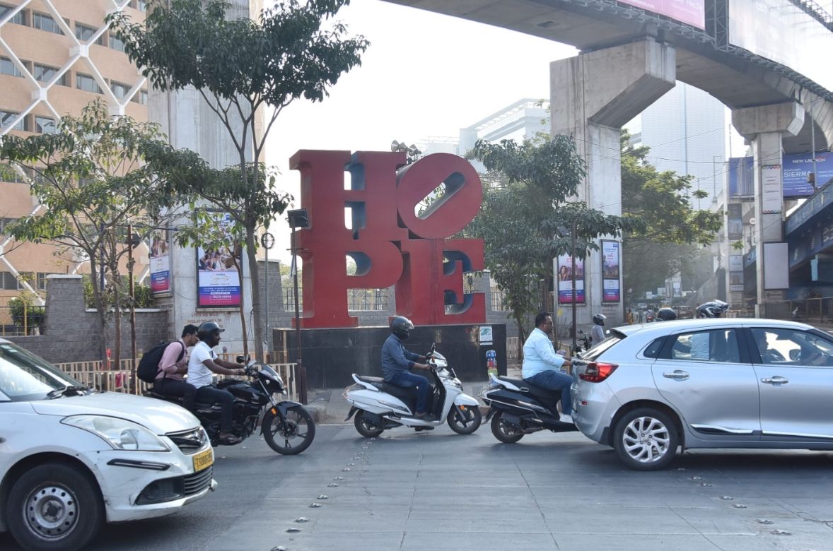 Controversial 'Hope' Signage Reduces Pedestrian Space in Hyderabad