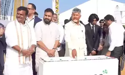 Naidu, Pawan Lay Foundation Stone for Mega Green Ammonia Project in Kakinada