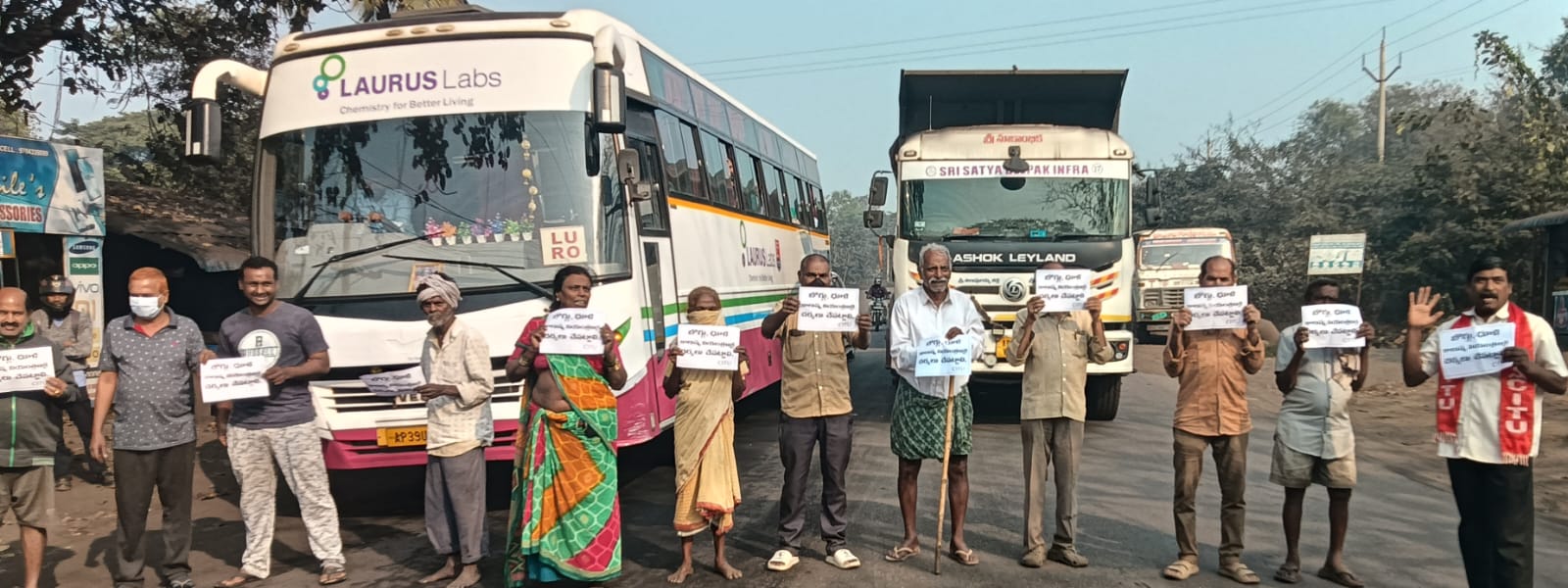 Protest Against Hinduja Coal Trucks in Anakapalle