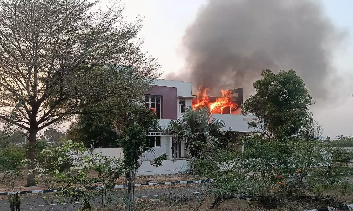 Fire Reported At Janardhan Reddy’s Model House In Ballari Fire Reported At Janardhan Reddy’s Model House In Ballari
