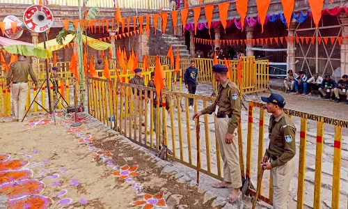 Basant Panchami Puja Begins at Bhojshala in Dhar Under Tight Security Basant Panchami Puja Begins at Bhojshala in Dhar Under Tight Security