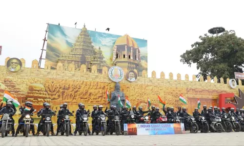 Indian Coast Guards Bike Rally to Mark 50th Raising Day Reaches Chennai from Tuticorin, Vizag