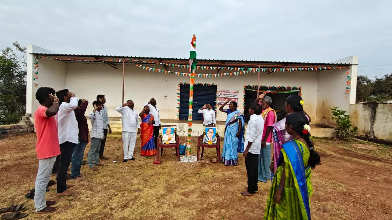 Chenchus Unfurl Tricolour for First Time Chenchus Unfurl Tricolour for First Time