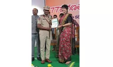 Hyderabad Collector Honors District Fire Officer for Meritorious Service