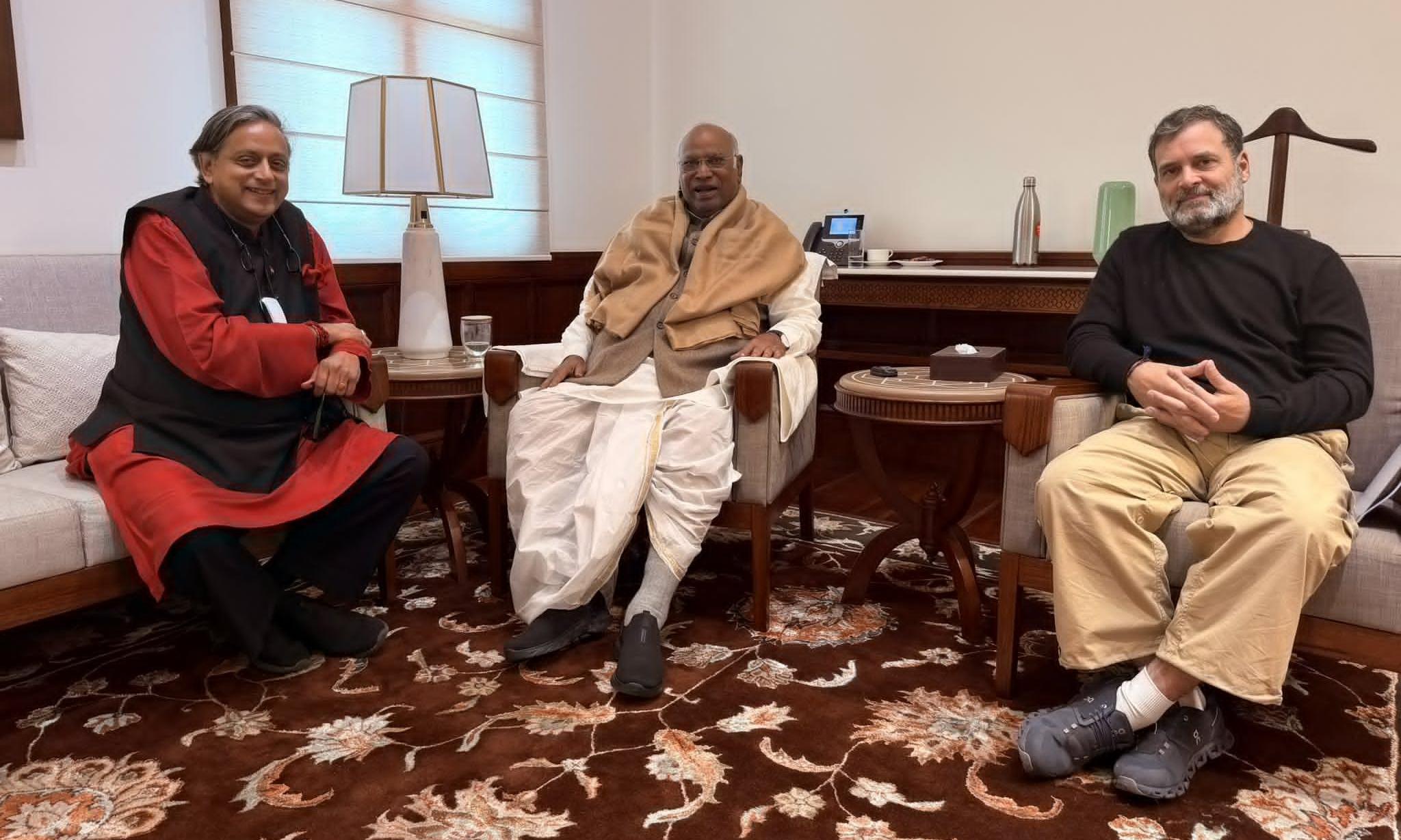 “We’re on Same Page,” Says Tharoor After Talks With Kharge, Rahul