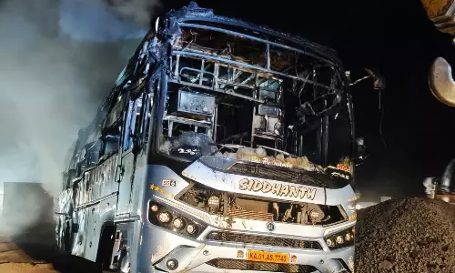 Tourist Bus Catches Fire near Bengaluru; 30 Passengers Escape Safely