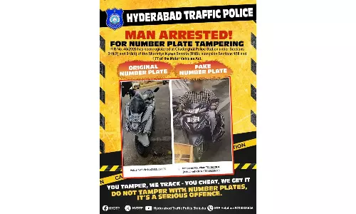 Biker Held in Hyderabad for Tampering Vehicle Registration Number
