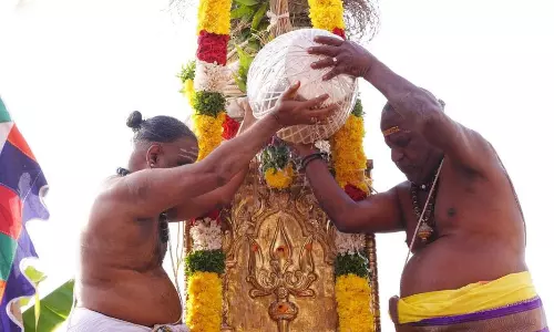 Bhakta Kannappa Dhwajarohanam Marks Start Of Maha Shivaratri Brahmotsavams At Srikalahasti