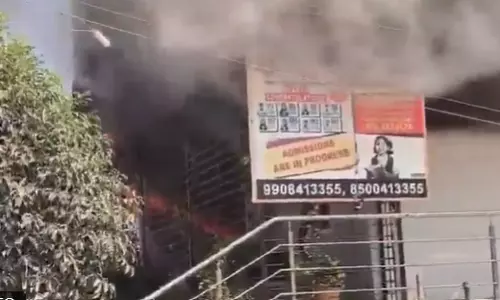 Massive Fire Engulfs Private School Building in Sangareddy