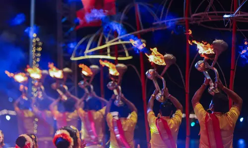 Faith and Lights Blend at Tungabhadra Aarti in Kampli