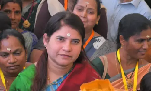 Collector Joins Devotees in Queue Line at Srisailam Collector Joins Devotees in Queue Line at Srisailam