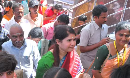 Collector Joins Devotees in Queue Line at Srisailam