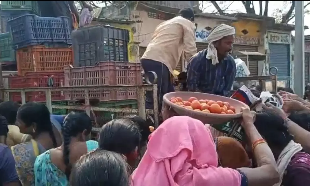 No Support Price: 3 Farmers from Mahabubabad Distribute Tomatoes for Free