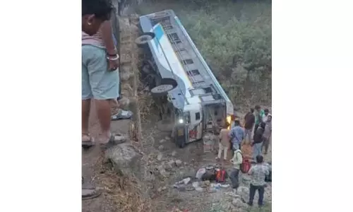 5 Passengers Suffer Injuries as RTC Bus Fell from Bridge in Adilabad