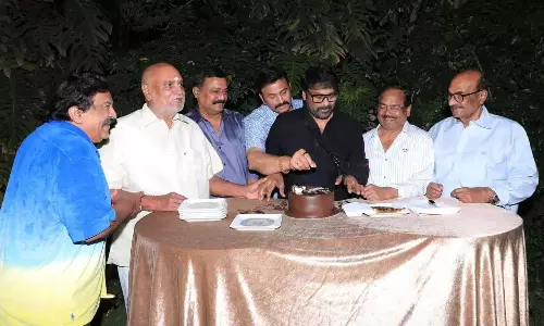 Megastar Chiranjeevi Felicitated By Tollywood Bigwigs Megastar Chiranjeevi Felicitated By Tollywood Bigwigs