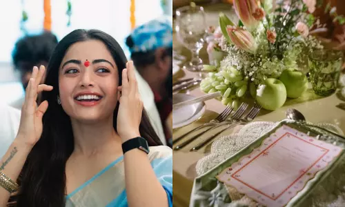 Rashmika Gives a Peek into Intimate Dinner Setup Rashmika Gives a Peek into Intimate Dinner Setup