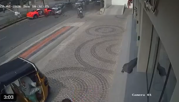 Speeding luxury car swerves across Road No. 45; police suspect brake and steering failure