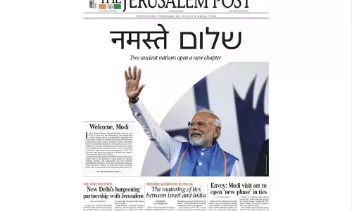 Jerusalem Post Features Welcome Modi on Front Page