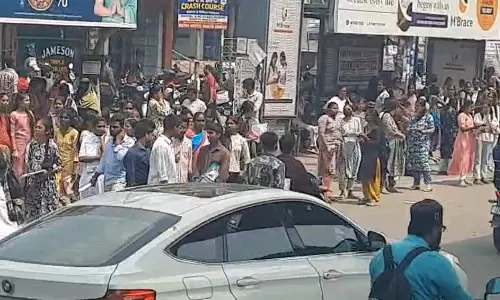 Students, Parents Struggle Through Traffic Snarls on First Day of Inter II-Year Exams