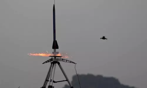 Students Witness Model Rocket Launch In Hanamkonda On National Science Day